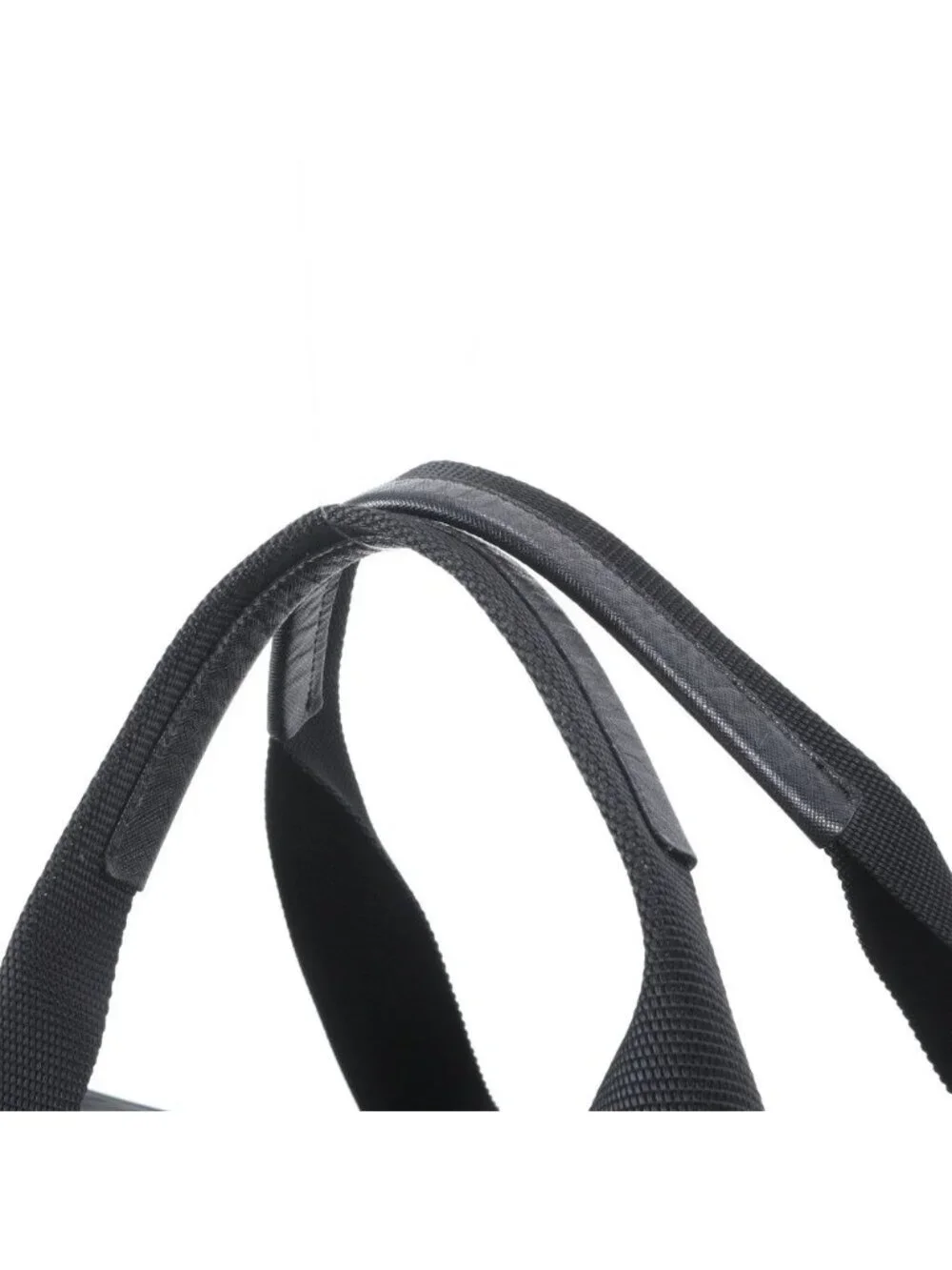 Prada Tessuto Nylon Triangle Logo Leather Boston Bag Tote Black